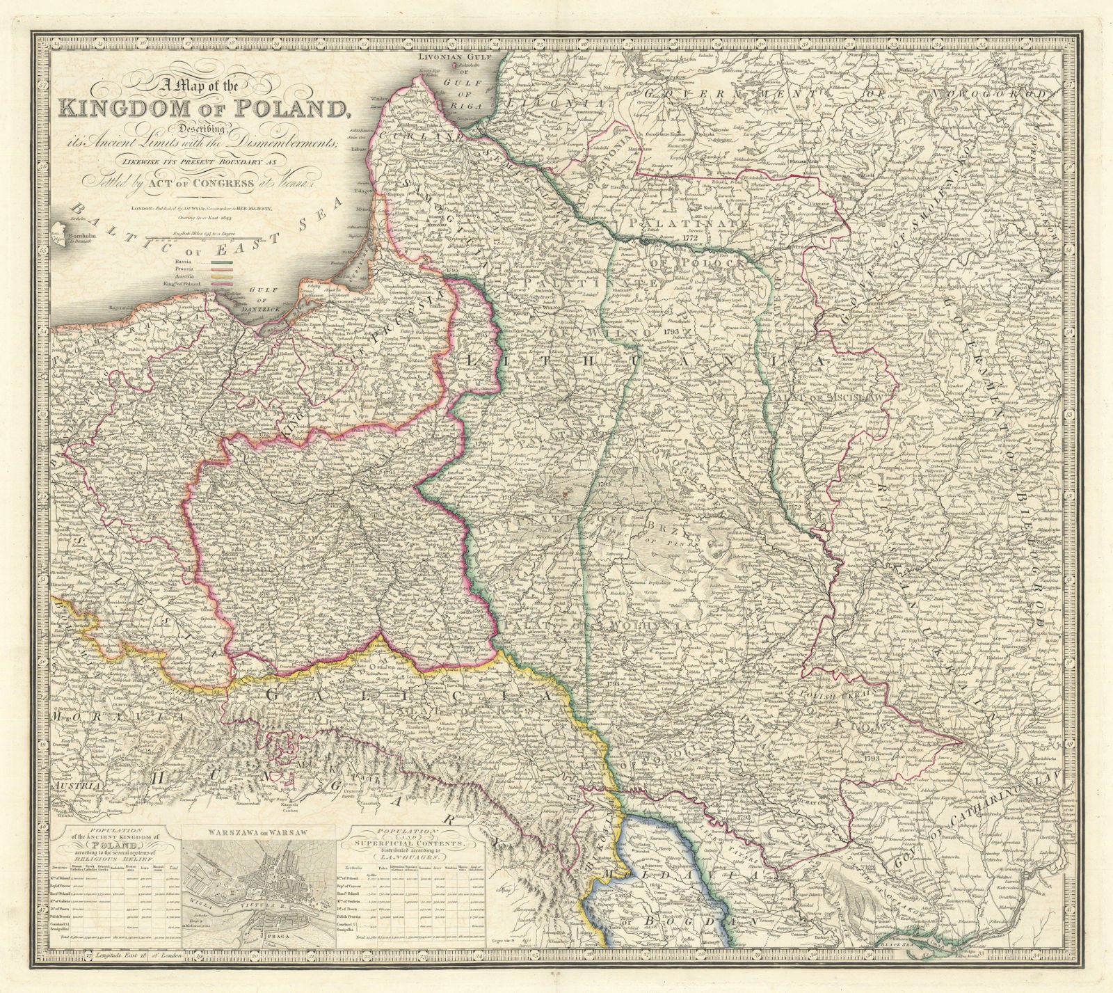 A Map of the Kingdom of Poland describing its ancient limits… Wyld 1843